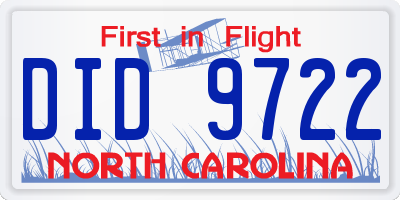 NC license plate DID9722
