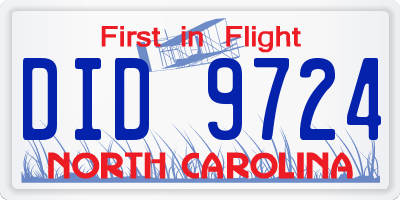 NC license plate DID9724