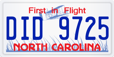 NC license plate DID9725