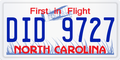 NC license plate DID9727