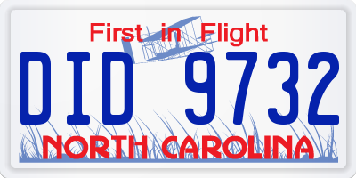 NC license plate DID9732