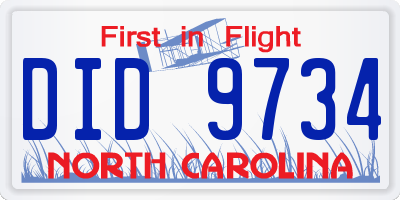 NC license plate DID9734