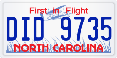 NC license plate DID9735