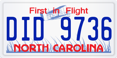 NC license plate DID9736