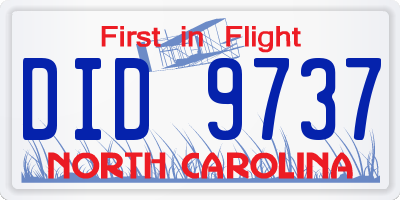NC license plate DID9737