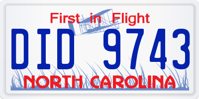 NC license plate DID9743