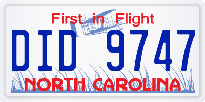 NC license plate DID9747