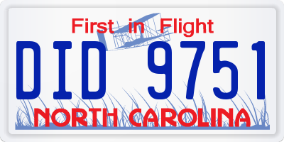 NC license plate DID9751