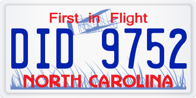 NC license plate DID9752