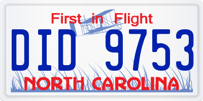 NC license plate DID9753