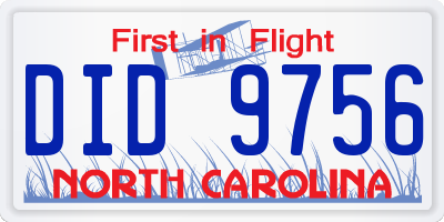 NC license plate DID9756