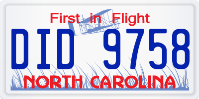 NC license plate DID9758