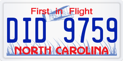 NC license plate DID9759
