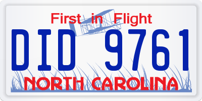 NC license plate DID9761