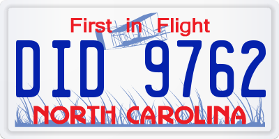 NC license plate DID9762