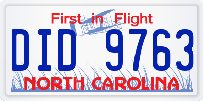 NC license plate DID9763
