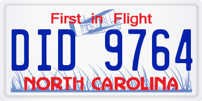 NC license plate DID9764