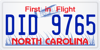 NC license plate DID9765