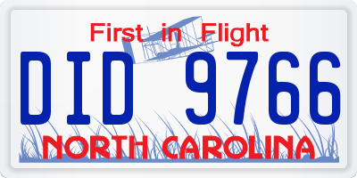 NC license plate DID9766