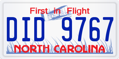 NC license plate DID9767