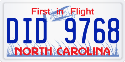 NC license plate DID9768