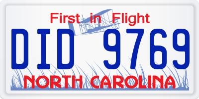 NC license plate DID9769