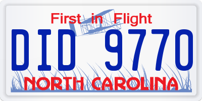 NC license plate DID9770