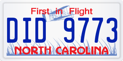 NC license plate DID9773