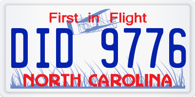 NC license plate DID9776