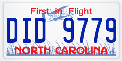 NC license plate DID9779
