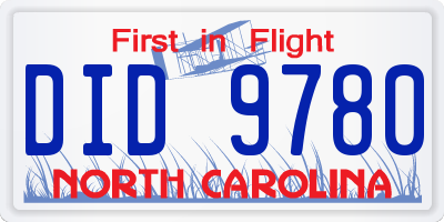 NC license plate DID9780