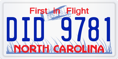 NC license plate DID9781