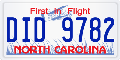 NC license plate DID9782