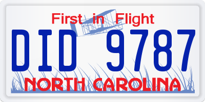 NC license plate DID9787