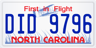 NC license plate DID9796