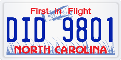 NC license plate DID9801