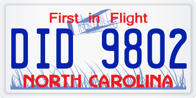 NC license plate DID9802