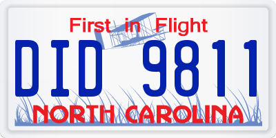 NC license plate DID9811