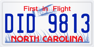 NC license plate DID9813