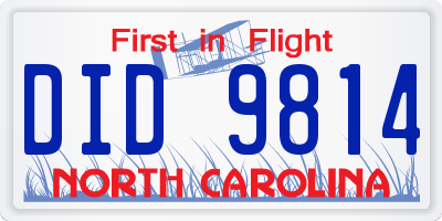 NC license plate DID9814