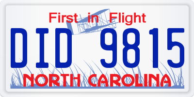 NC license plate DID9815
