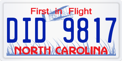 NC license plate DID9817