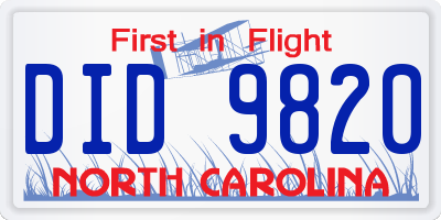 NC license plate DID9820