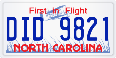 NC license plate DID9821