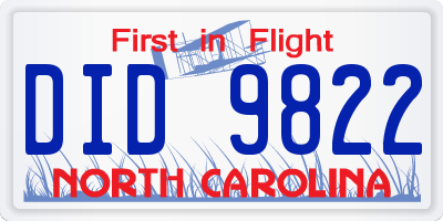 NC license plate DID9822