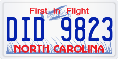 NC license plate DID9823