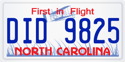 NC license plate DID9825