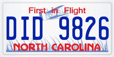 NC license plate DID9826