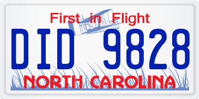 NC license plate DID9828