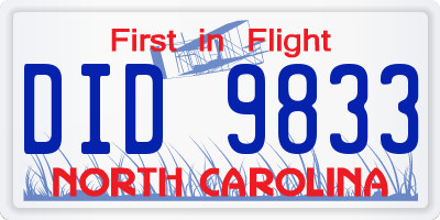 NC license plate DID9833